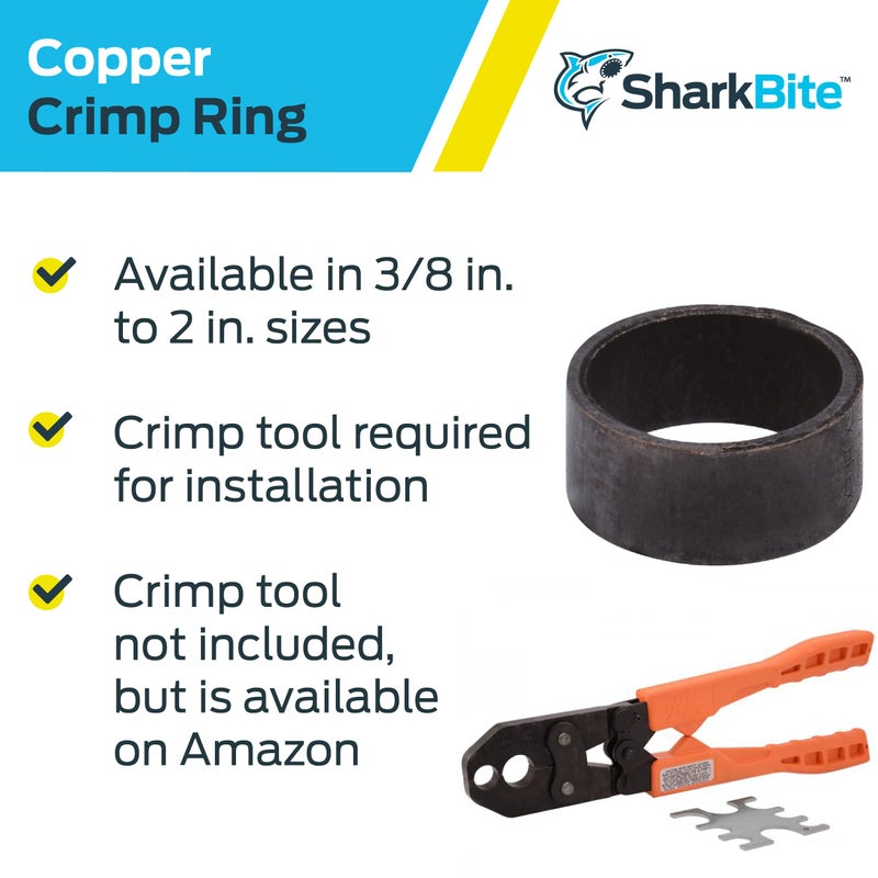 SharkBite 1/2 Inch Copper Crimp Rings, Pack of 25, PEX Pipe, PE-RT, 23102CP25 - Image 4